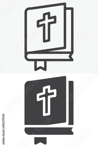 Open Bible vector icon in line and solid different style