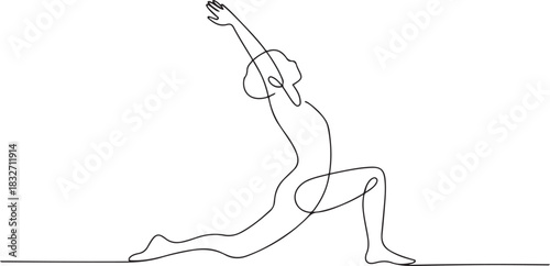 Continuous One-Line Drawing of a Yoga Pose - Minimalist Wellness Art. one line Icon drawing