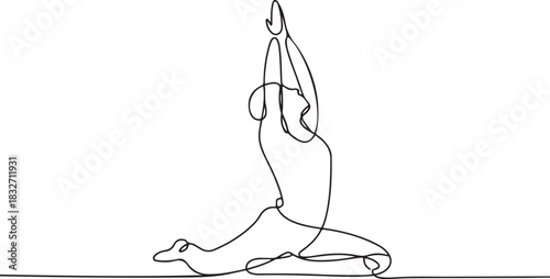 Continuous One-Line Drawing of a Yoga Pose - Minimalist Wellness Art. one line Icon drawing