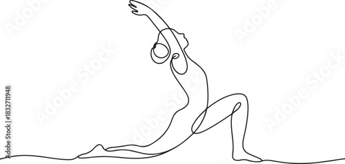 Continuous One-Line Drawing of a Yoga Pose - Minimalist Wellness Art. one line Icon drawing