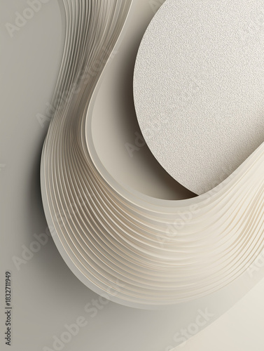 Modern minimalist composition with thin graphic line accent on neutral surface, design background for layout