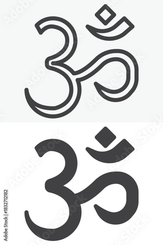 Om Aum vector icon in line and solid different style