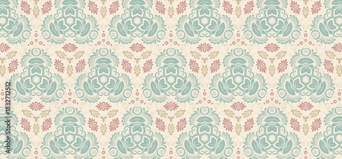 vintage pattern, seamless pattern, floral ornament, damask pattern, decorative background, pastel wallpaper, elegant design, classic wallpaper, retro textile, floral texture, ornamental motif, repeati