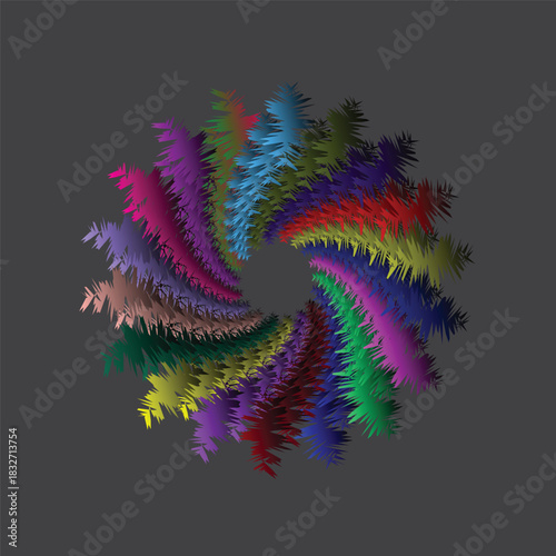 Snow experiments made of colored particles