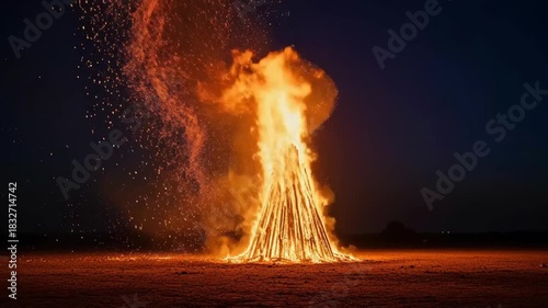 Holika Dahan Bonfire Celebration During Chhoti Holi Festival with Traditional Rituals and Nighttime Atmosphere