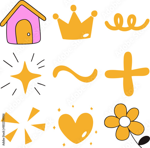 Fun Hand Drawn Doodle Stickers Set