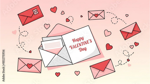 Spread the Love Valentine's Day Letters and Hearts Illustration