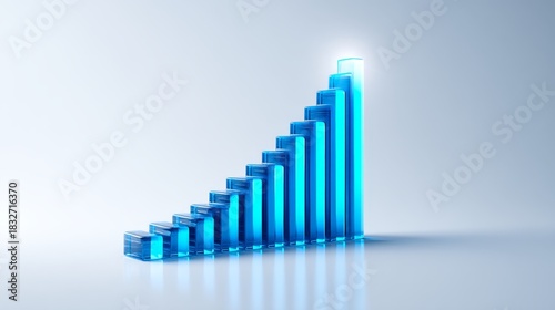 Free Download 3D ,technology, network, workflow, server system, cloud computing, Illuminated 3D Bar Chart Soaring with Business Growth Symbol, White Background - GFXLoad