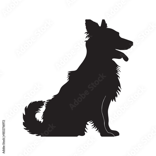 vector illustration of a black dog on white background