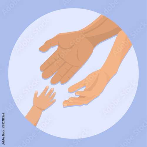 Mom dad and kid hands parents day family day cute card flat illustration