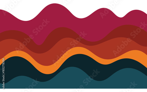 Abstract wavy layers of earth tones and teal