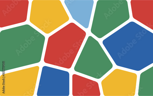 Colorful abstract geometric mosaic pattern with white grout lines