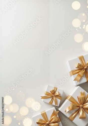 Luxury White Holiday Gift Boxes with Copy Space
