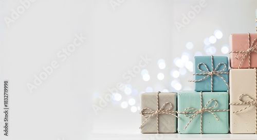 Pastel Holiday Gifts with Wide Copy Space
