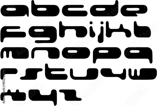 Black and White Outlined Bubble Lettering Set for Coloring.