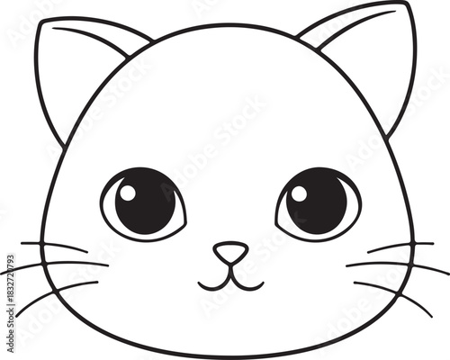 Cute kiiten face outline, cat head outline, cat head silhouette