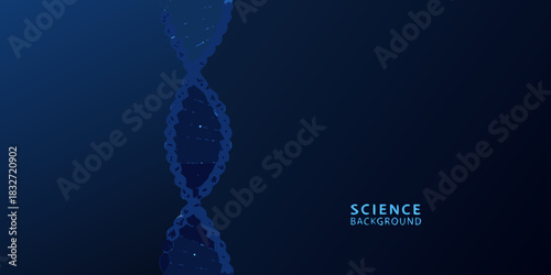 Abstract dna strand on dark blue background for science or medicine