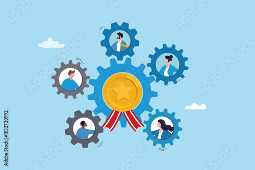 Operational efficiency improvement, sustainable strategy for productivity optimization, teamwork performance or corporate operation, business people employees team work for operational efficiency.