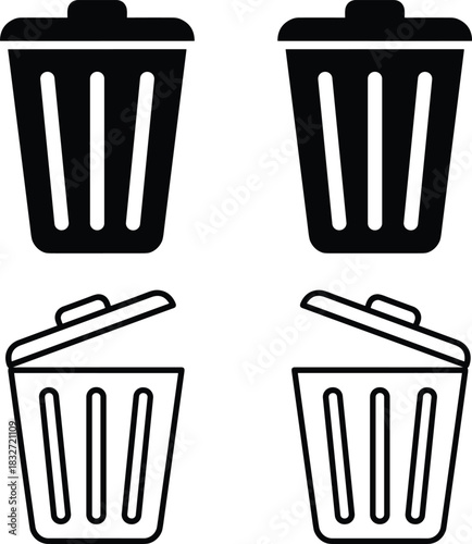 Large Medical, AI Technology, Recycle Bin, Charity, and Hand Gestures Outline Icon Set Representing Health Care, Innovation, Waste Disposal, and Social Support Concepts