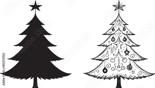 set of christmas trees