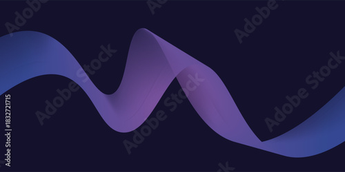 Abstract dark background with glowing wave. Shiny moving lines design element. Modern purple blue gradient flowing wave lines. vector illustration