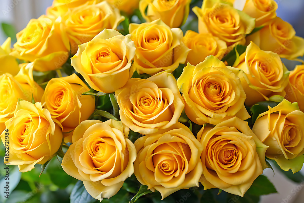 Fototapeta premium Yellow Sunshine Rose Bouquet