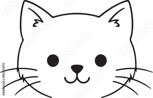 Cute kiiten face outline, cat head outline, cat head silhouette