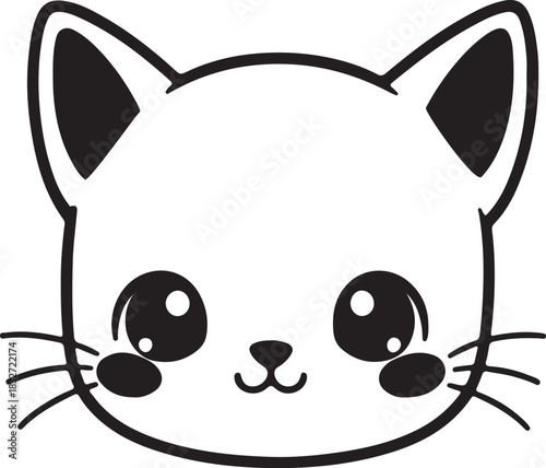 Cute kiiten face outline, cat head outline, cat head silhouette