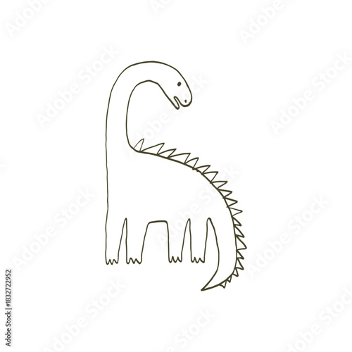 Cute cartoon hand drawn Dinosaurs. Sketch, doodle style. Vector illustration for kids.