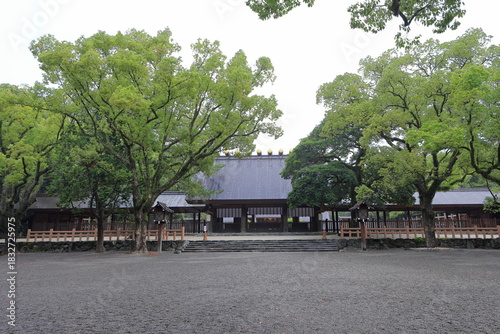 Atsuta jingu Shrine, a revered Shinto shrine surrounded by cypress trees in Jingu, Atsuta Ward, Nagoya, Aichi, Japan