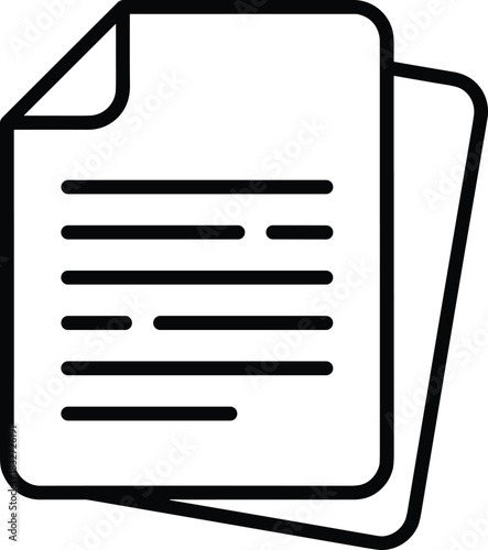 Simple Line Art Icon Vector Illustration of Two Stacked Documents Representing Files, Paperwork, Reports, Contracts, Data, and Office Administration Concepts