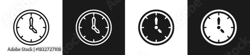 Clock Line N Glyph Icon Styles In Black And White Background
