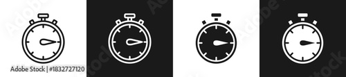 Stopwatch Line N Glyph Icon Styles In Black And White Background