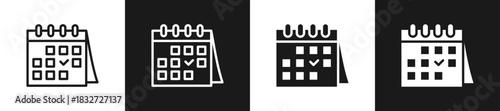 Calendar Line N Glyph Icon Styles In Black And White Background