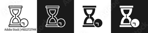 Hourglass Line N Glyph Icon Styles In Black And White Background