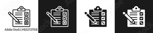 Task List Line N Glyph Icon Styles In Black And White Background