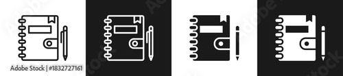 Agenda Line N Glyph Icon Styles In Black And White Background