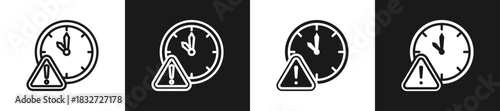 Deadline Line N Glyph Icon Styles In Black And White Background