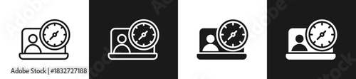 Work Timer Line N Glyph Icon Styles In Black And White Background