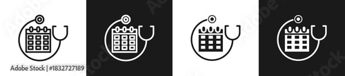 Appointments Line N Glyph Icon Styles In Black And White Background