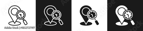 Time Tracking Line N Glyph Icon Styles In Black And White Background