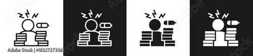 Overworking Line N Glyph Icon Styles In Black And White Background