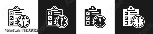 Late Submission Line N Glyph Icon Styles In Black And White Background