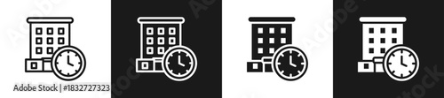 Office Hours Line N Glyph Icon Styles In Black And White Background