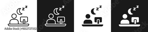 Night Shift Line N Glyph Icon Styles In Black And White Background