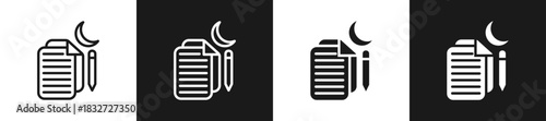 Evening Routine Line N Glyph Icon Styles In Black And White Background