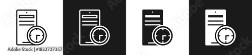 Time Management Line N Glyph Icon Styles In Black And White Background