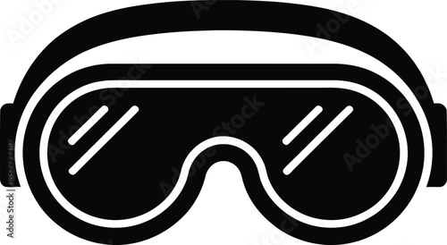 Black safety goggles icon for eye protection, sport, and work