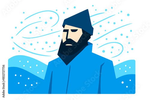 Winter Blizzard Portrait. Winter Blizzard Portrait. Flat minimalist vector illustration of a Winter Blizzard