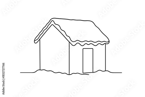Frosted Minimalist Cabin. Frosted minimalist cabin. Minimalistic one-line drawing compact cabin with